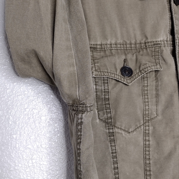 True Religion Jimmy Military Green Y2K Button Down Long Sleeve Jacket Size M - Picture 9 of 15